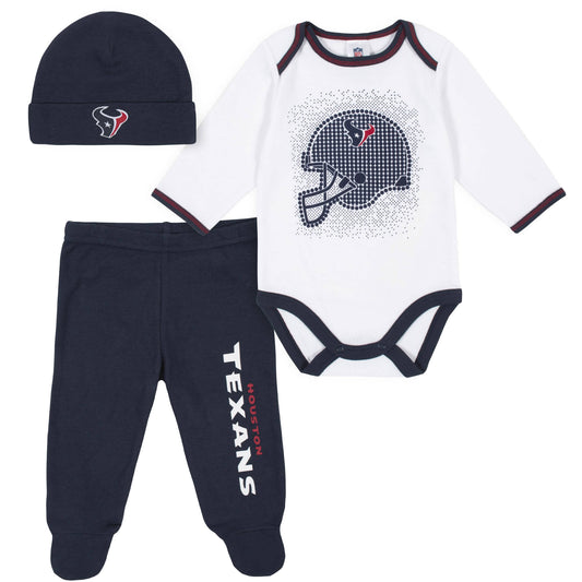 3-Piece Baby Boys Houston Texans Bodysuit, Footed Pant, and Cap Set